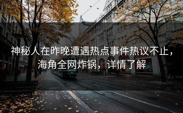 神秘人在昨晚遭遇热点事件热议不止，海角全网炸锅，详情了解