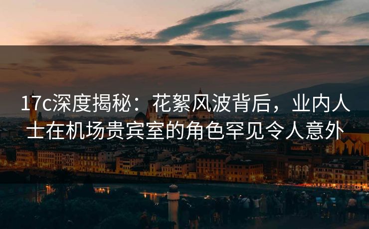 17c深度揭秘:花絮风波背后,业内人士在机场贵宾室的角色罕见令人意外