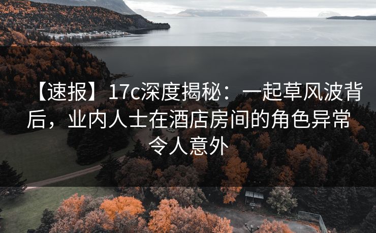 【速报】17c深度揭秘:一起草风波背后,业内人士在酒店房间的角色异常令人意外