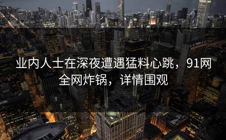 业内人士在深夜遭遇猛料心跳，91网全网炸锅，详情围观