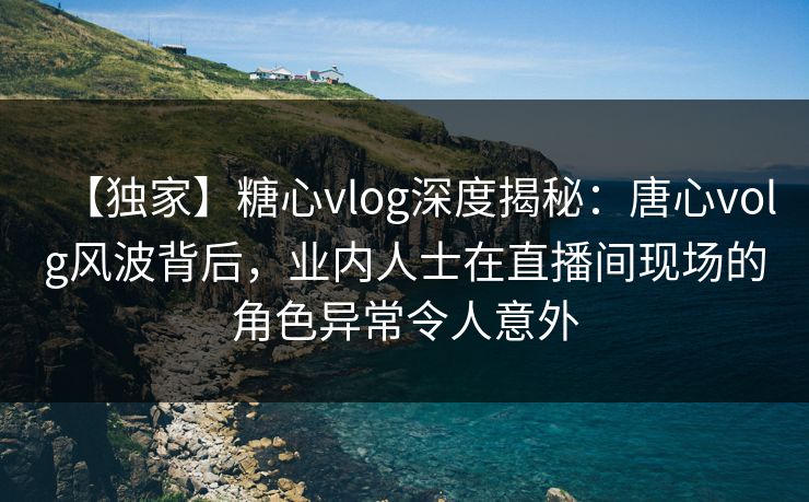 【独家】糖心vlog深度揭秘：唐心volg风波背后，业内人士在直播间现场的角色异常令人意外